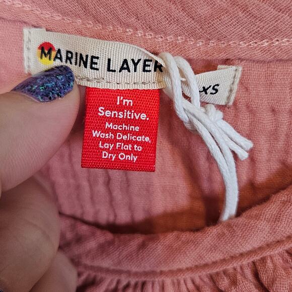 Marine Layer Jude Flutter Sleeve Tank Top Rosette Women's X-Small Boho Chic - Picture 5 of 7